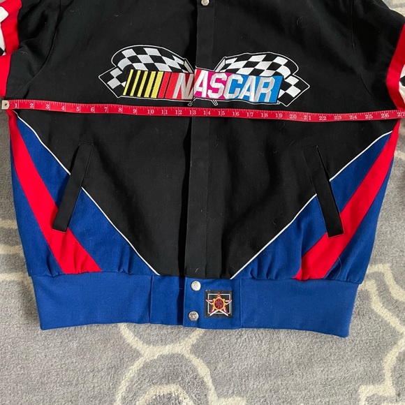 Nascar Men's Black and Blue Checkered Bomber Jacket - Picture 6 of 9
